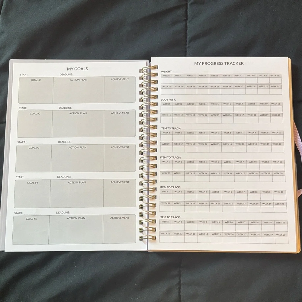Purple and Gold Spiral Fitness Journal